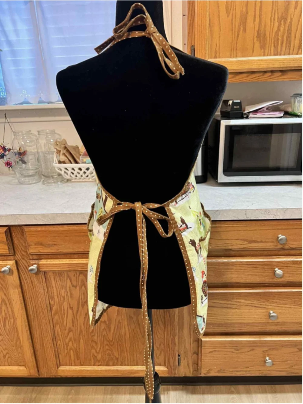 Christmas Apron Deer Sleigh Trees Woodland Holiday Kitchen Cooking Hostess